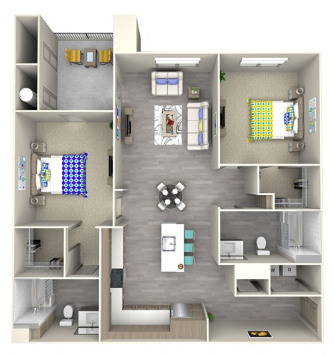 wave b3 Floor Plan at Las Positas Apartments, Camarillo, CA, 93010